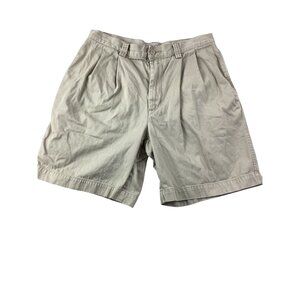 VTG Structure Mens Pleated Khaki Shorts Size 34 100% Cotton Beige Khaki Wear*EUC